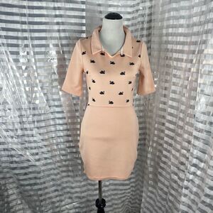 Harkel Pink Swan Adorned Casual Dress